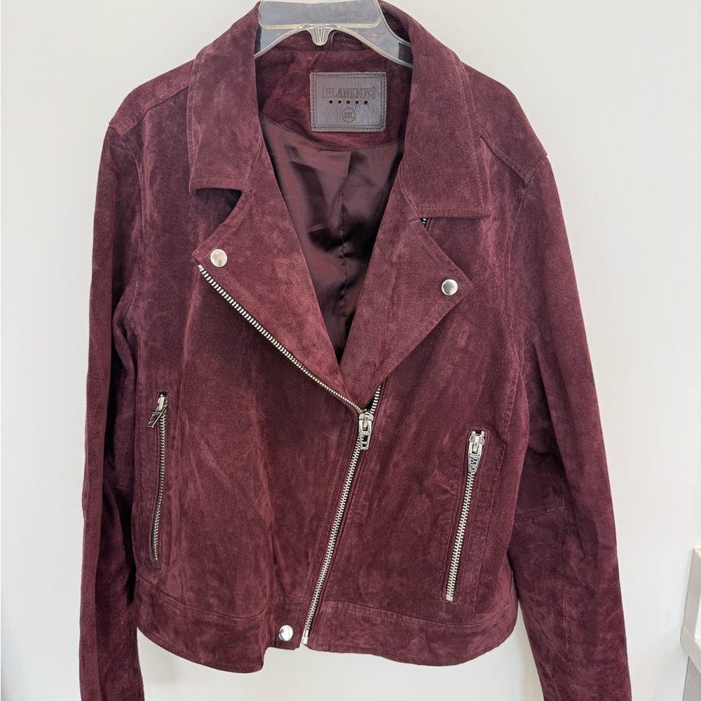 Blank NYC Burgundy Suede Moto Jacket